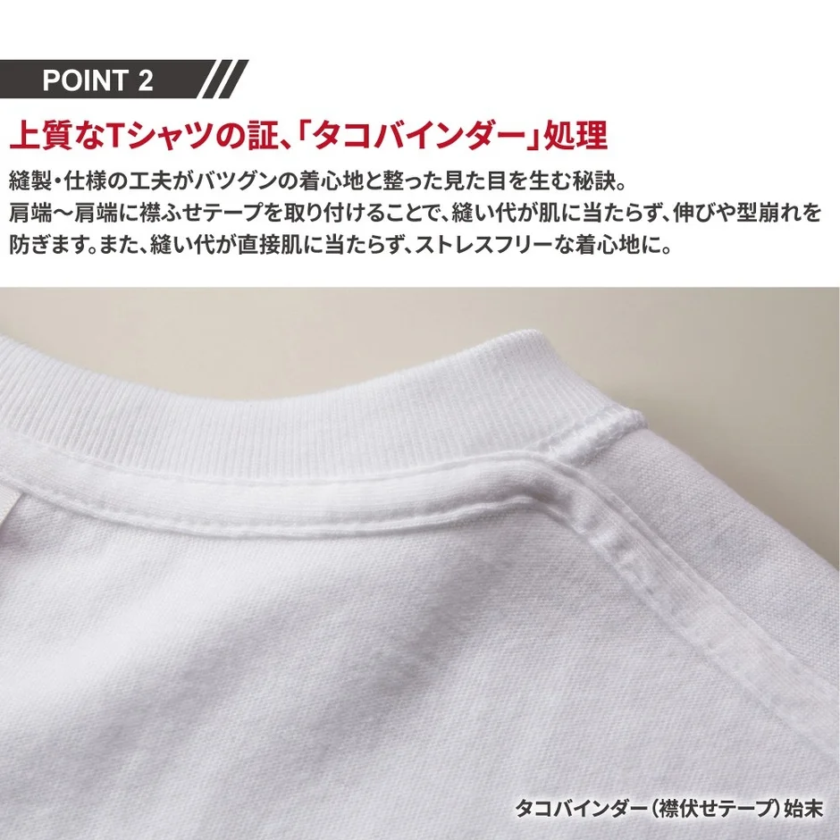 Tシャツのタコバインダー処理の説明